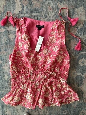 J. Crew | NWT Tie-Shoulder Peplum Tank